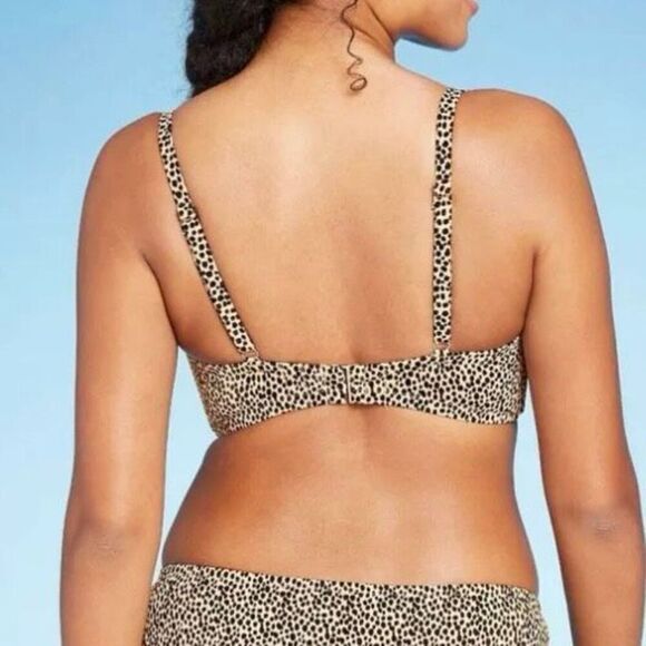Shade & Shore Light Lift V-Wire Ribbed Bikini Top Animal Print Women's 34D - Picture 12 of 12